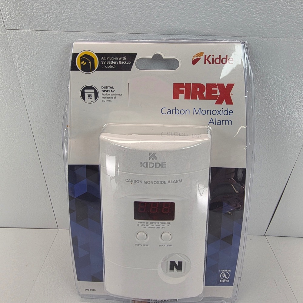 Kidde‎ Firex Carbon Monoxide Alarm Plug In Digital Display 9 Volt Battery Backup